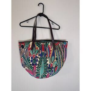 🌟 Neiman Marcus Womens Straw Bag Large Open Beach Floral Boho